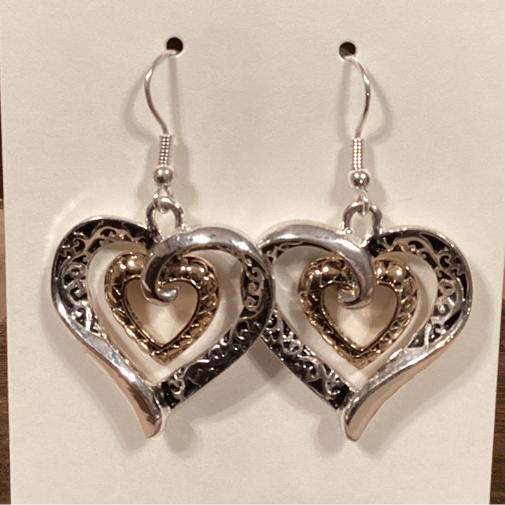 Two Tone Heart Earrings 12$